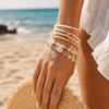 7pcs/Set Faux Pearl Stackable Bracelets Sea Shell Pearl Beaded Bracelets  Beach Holiday