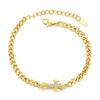 [Lucliss] Kihei Chain Cross Bracelet, Hawaiian Jewelry, Gold, Surgical Stainless Steel 316L