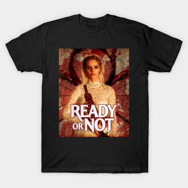 Ready or Not Grace Grafik Unisex T-Shirt Unisex Rundhals Baumwolle Kurzarm Y2k Oversized Mode Beliebt Vintage Horror T-Shirt