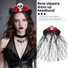 Lace Rose Skull Hair Band Black Cosplay Headdress Funny Halloween Headband  Prop