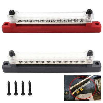 M6 12V Bus Bar 1/4 Inch Power Distribution Block 150A Electrical Terminal Block Buss Bar for Truck Boat Car Camper RV Caravan
