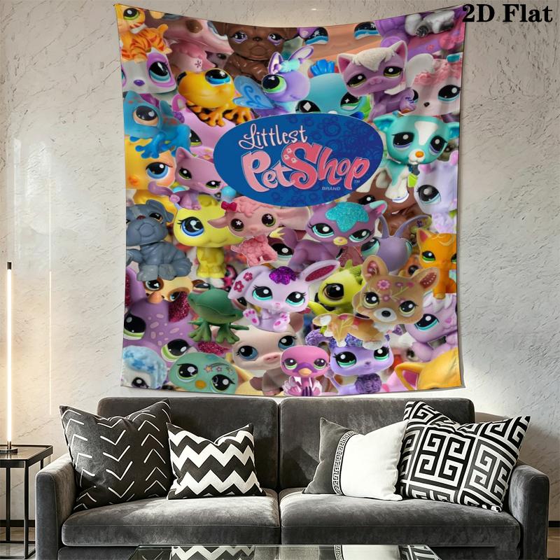 Littlest Pet Shop Wall Tapestry Aesthetic Wall Hanging Printed Fabric Blanket Decorative Tapestries for Bedroom Living Room Home Decor
