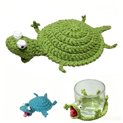 Sottobicchiere Lucertola all'Uncinetto, Divertente Sottobicchiere Animale Fatto a Mano, Sottobicchiere a Maglia 3D per Scrivania, Carino Proteggi Tavolo Resistente al Calore
