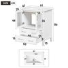 61 Cm Freestanding Vanity Unit In High-Gloss White with Ceramic Sink, Fluted Glass Doors, Storage Drawers, Silver Handles, Without Tap