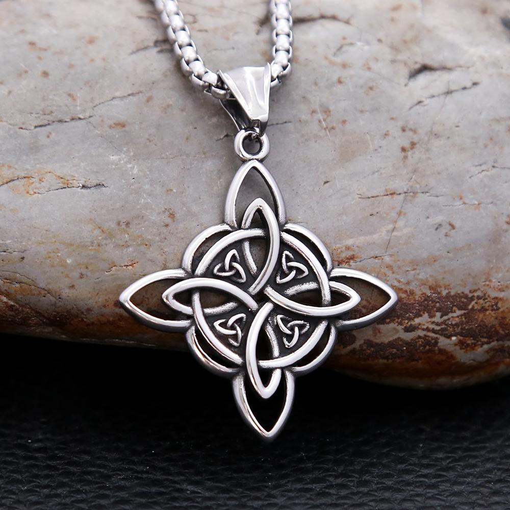 Simple Viking Witch Knot Pendant Punk Stainless Steel Celtic Knot Necklace Men Women Amulet Jewelry Gift Dropshipping