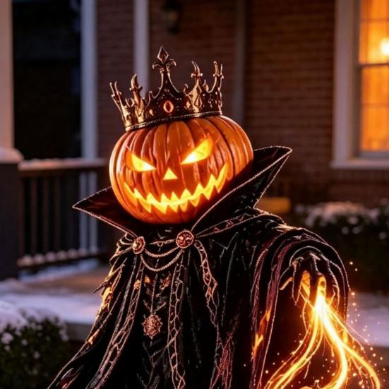 Festive Landscape Ornaments Solar Halloween Pumpkin Garden Light, Outdoor Yard Stake Decoration with Holiday Path Lighting Flowing LED Effect for Lawn