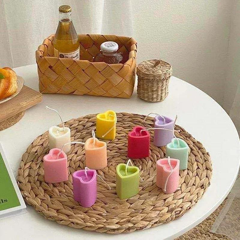 New 3D Columnar Love Shape Cute Heart-shaped Column Candle Mold Making DIY Crafts Handmade Aroma Arts Supplies Birthday Gift