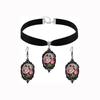 Retro Oil Painting Rose Floral Necklace & Earring Set