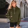Damen Halbzip Kapuzenpullover Langarm Freizeit Sweatshirt Farbe