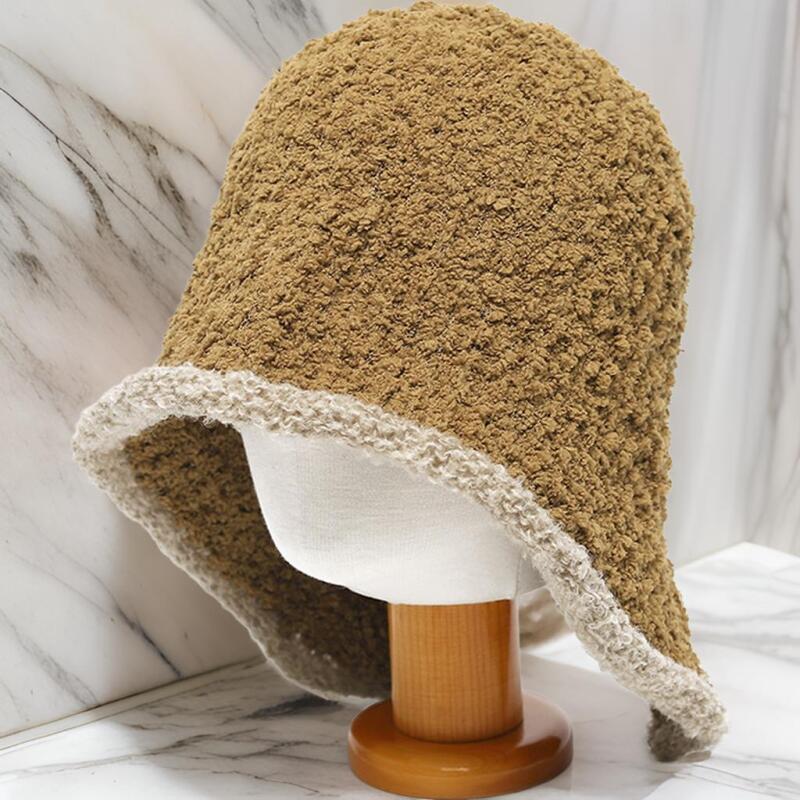 Women's Winter Hat Wool Long Brim Bucket Hat
