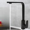Square Kitchen Faucets 360 Degree Rotation Hot and Cold Water Taps Deck Mounted Mixer Tap Stainless Steel for Household Basin