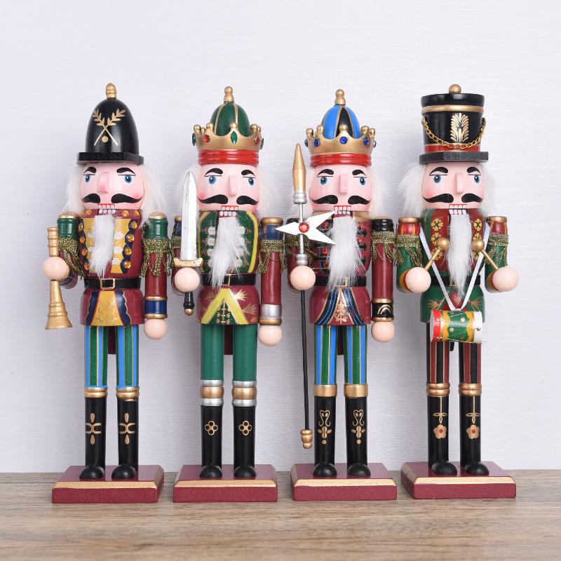 1Pcs 30Cm Cartoon Walnut Soldier Home Decoration Christmas Ornament Wooden Nutcracker Puppet Desktop Decor