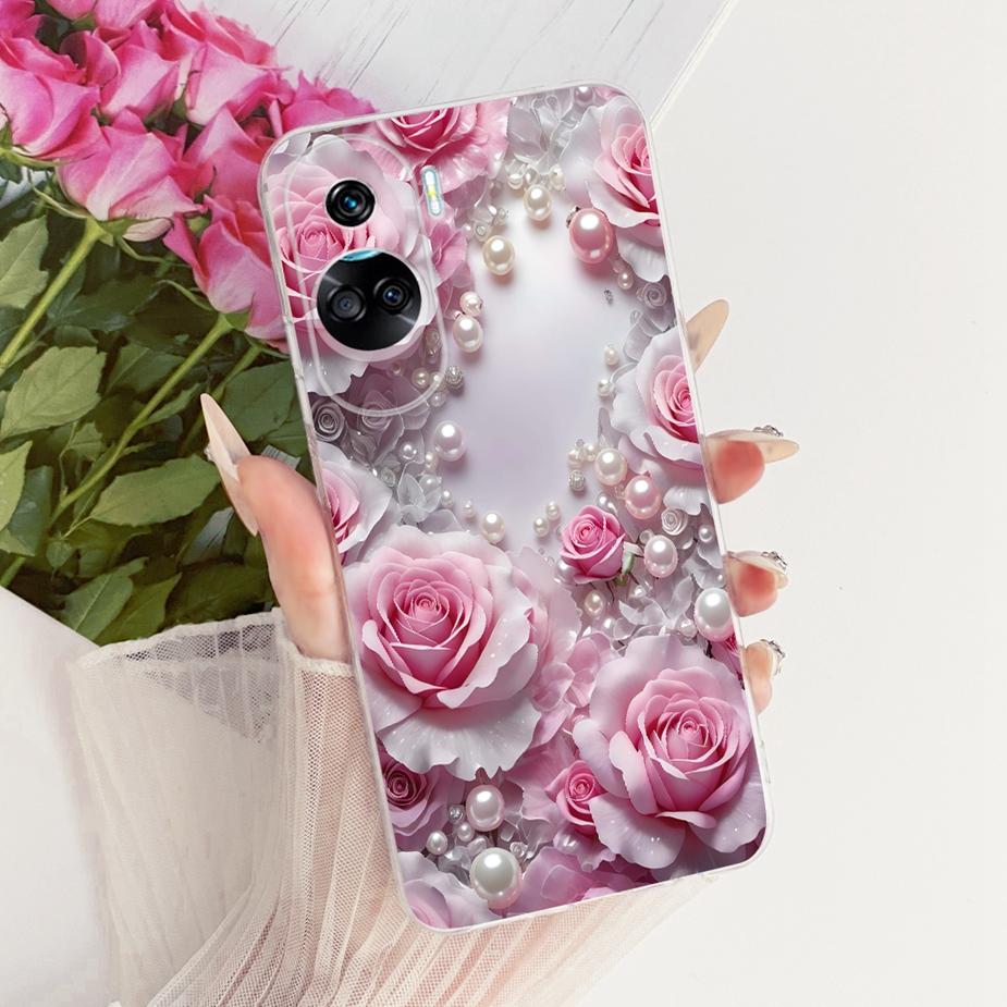 For Honor 90 Lite Case CRT-NX1 Stylish Bow Flowers Painted Cover Soft Slim Phone Case For Honor 90 Pro Honor90 Lite 90Pro Fundas