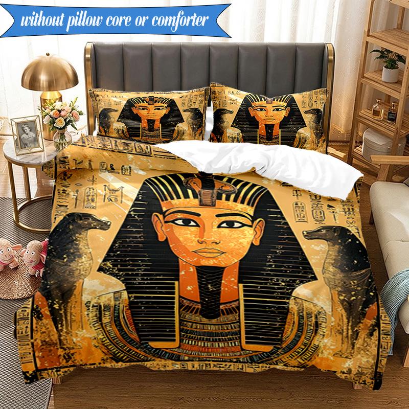 3-teiliges Bettwäsche-Set mit Pharaonen-Motiv, inklusive 1 Bettbezug und 2 Kissenbezügen. Perfekt für Schlafzimmer, Wohnheim, Weihnachtsgeschenk für Fans