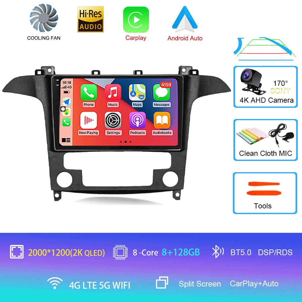Android14 Video Player Carplay Auto For Ford S Max S-MAX 2007 2008 2009 2010 2011 - 2015 Multimedia Car Radio WIFI+4G DSP Stereo