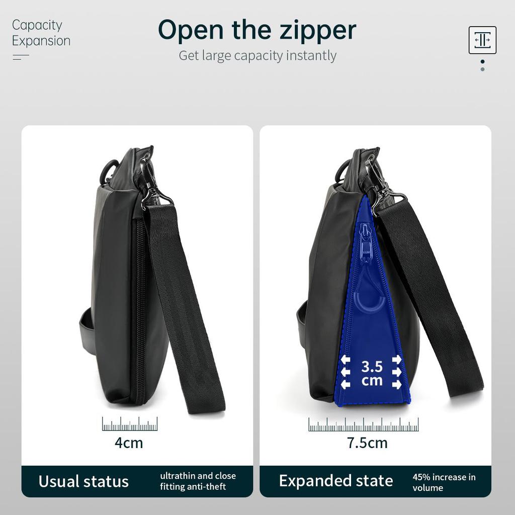 Tigernu Męska torba typu Crossbody 9-calowa torba na tablet Torby na ramię dla mężczyzn Moda Torba z możliwością rozbudowy Torebka Torby na ramię na studia