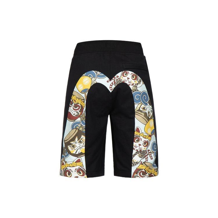 Evisu Taiko Daruma Big M Print Shorts Men Shorts Black 2ESHTM3ST318XXCT