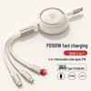 100W Type-C 3-in-1 Fast Charging Cable for Huawei, Android, and Apple Devices