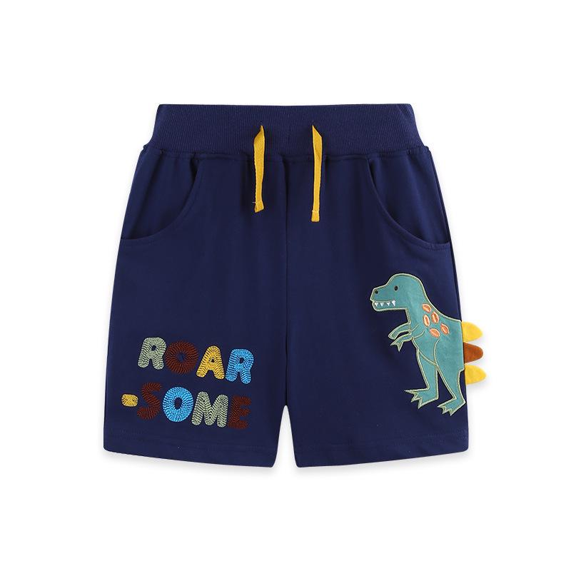 European Style Dinosaur Embroidery Cotton Toddler Shorts 6Y