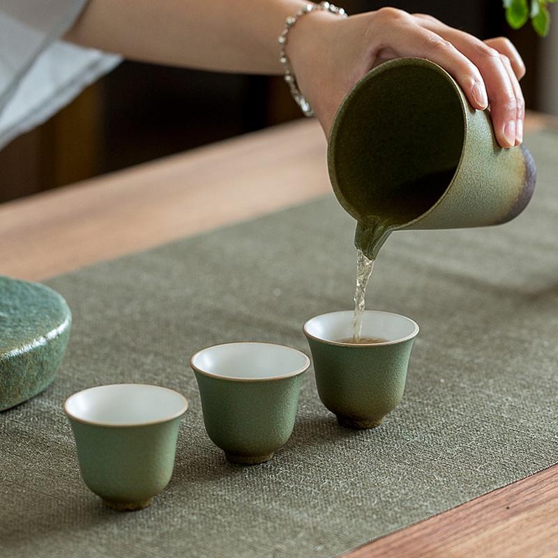 Ceramic Tea Cup Vintage Kung Fu Small Tea Bowl Coarse Pottery Tea Set