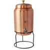 Copper Water Pot, Embossed Finish Design with Brass Tap & Stand, Storage & Serving Water, Volume- 5 Liters