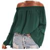 Fashion Flared Long-sleeved Chiffon Off-the-shoulder Neckline Hollow Loose Top