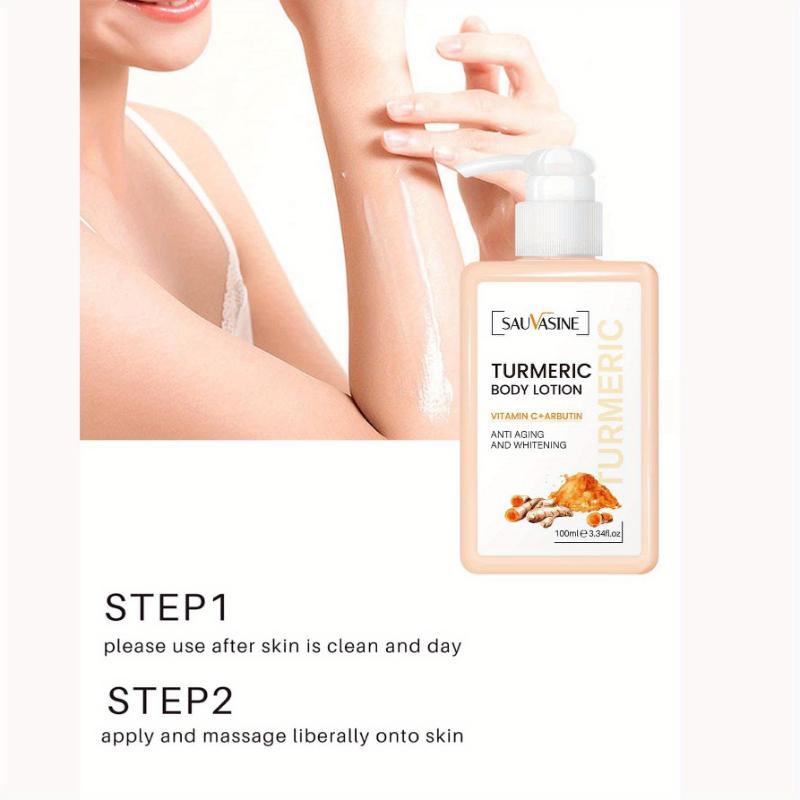 100 ml Körperaufhellungscreme Kurkuma-Körperlotion Langanhaltende feuchtigkeitsspendende, glatte Hautaufhellungscreme für dunkle Haut