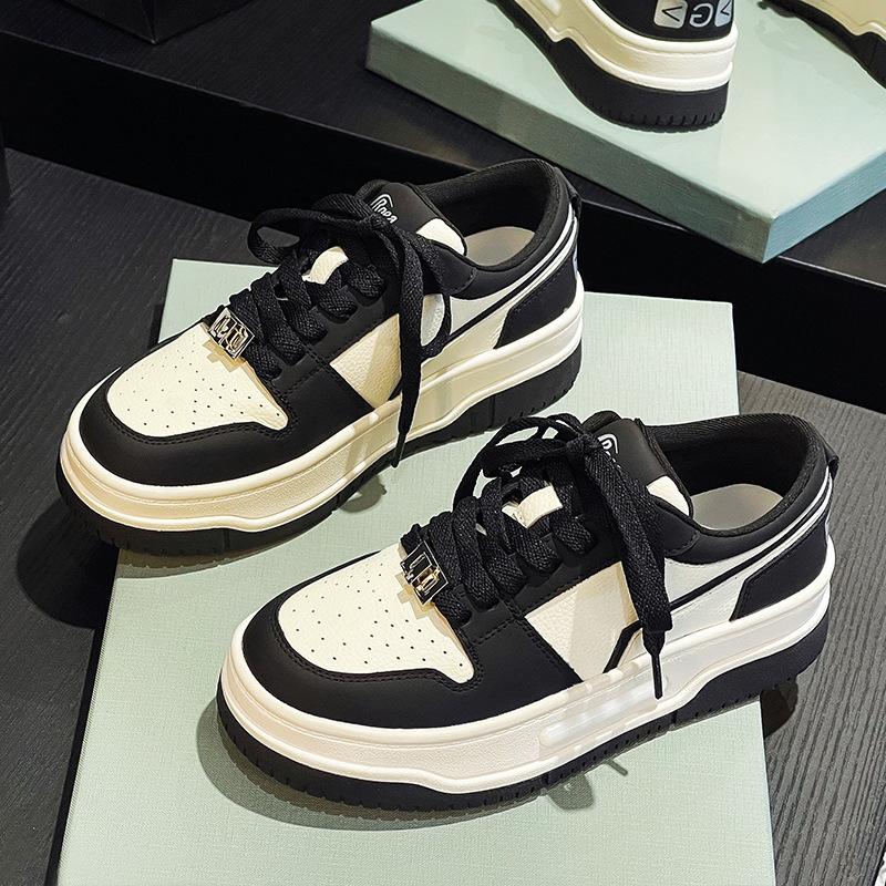 

Leather platform white shoes women s versatile senior soft baseplate shoes 2025 spring new sports student single shoes increase height 40