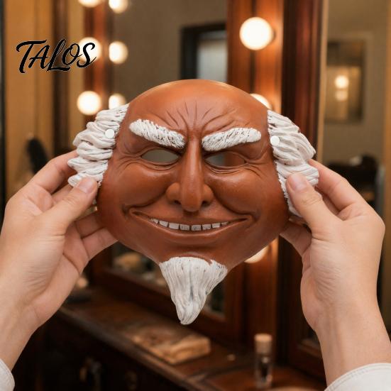Lightweight Foam Mask Halloween Old Man Cosplay Mask, Realistic Creepy Human Face Latex Wrinkled Masquerade Costume Party Full for Men Adults