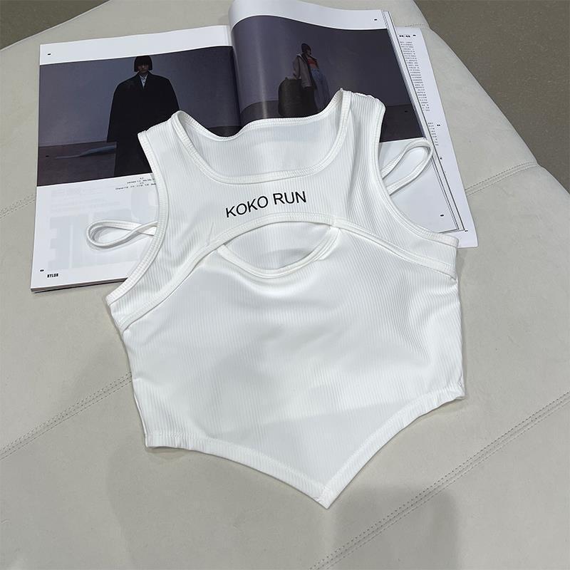 

Летний дизайн Sense Wearing Chic нерегулярный поддельный жилет с двумя короткими лямками и нагрудной подкладкой без рукавов One size