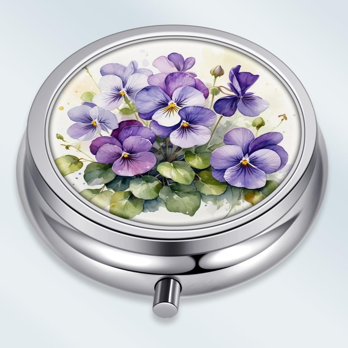 

Portable Pill Box with 3 Compartments, Mini Metal Medicine Organizer Case, Cute Printed Pill Container for Vitamins, Pills, Jewelry, Travel, Daily Use разноцветный