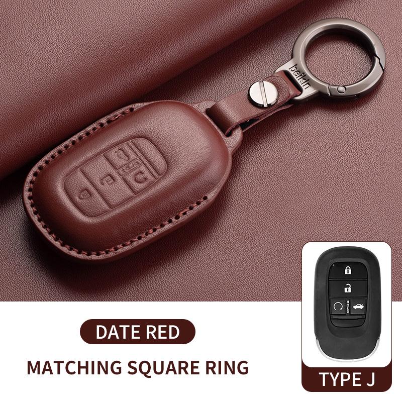 Leather Car Remote Key Case Cover for Honda Civic 11th 2022 for Honda Civic Accord HR-V CR-V CRV 2022 2023 Protector Holder Fob