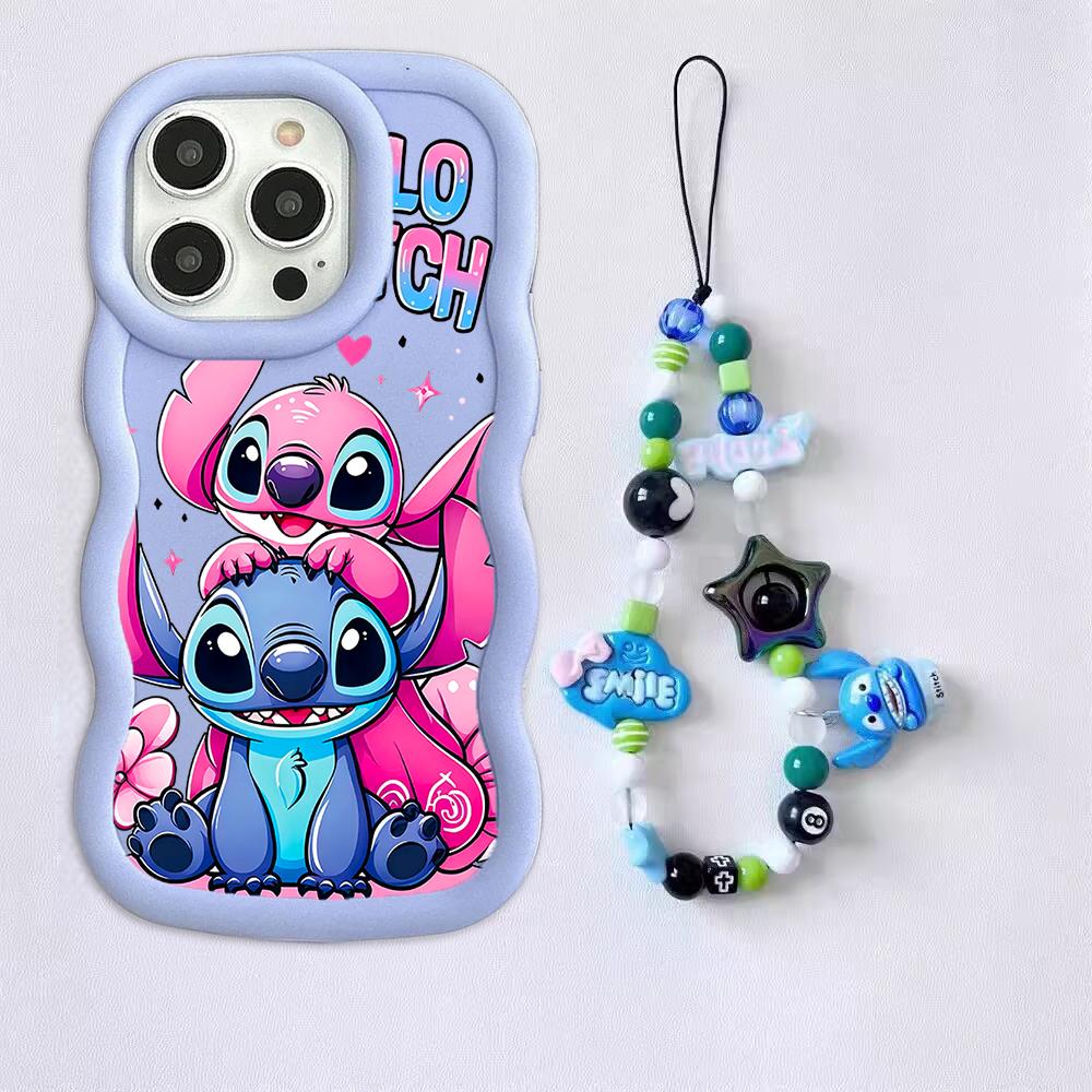 

3D Stitch Angel Chain Phone Case For Samsung Galaxy S25 S24 S23 S22 Plus Ultra S20 S21 FE A56 A54 A55 A16 A15 A14 A36 A26 Cover Samsung A26 5G
