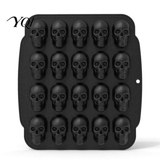 Forniture per Feste di Halloween Stampo per Torta a Forma di Teschio con 20 Cavità, Tema, Stampo in Silicone Antiaderente per Caramelle Mousse, Vassoio 3D Realistico per Gelatina Budino Fai-da-te
