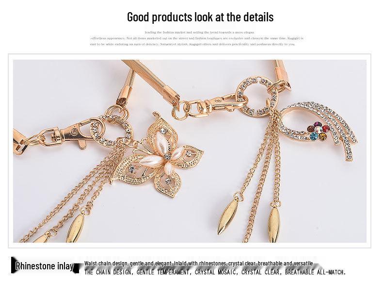 Elegant Korean-Style Rhinestone Waist Chain for Women - Versatile, Fashionable, and Elastic Thin Belt