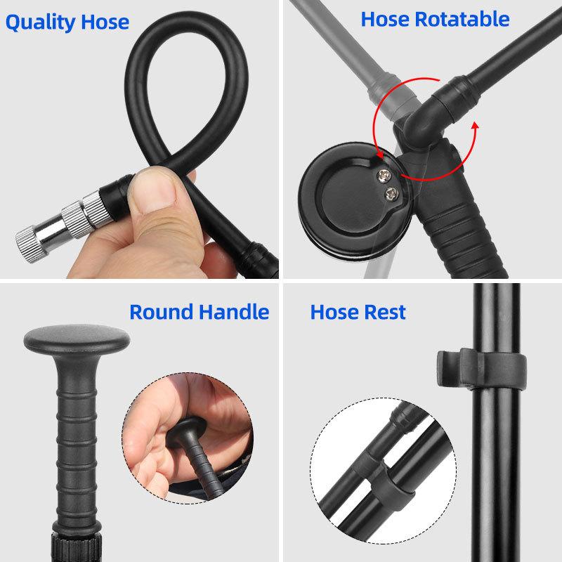 High Air Pressure Pump W/ Gauge for Front Fork Suspension Shock Absorber Bike Tire Presta Schrader Valve Inflator Hose Rotatable