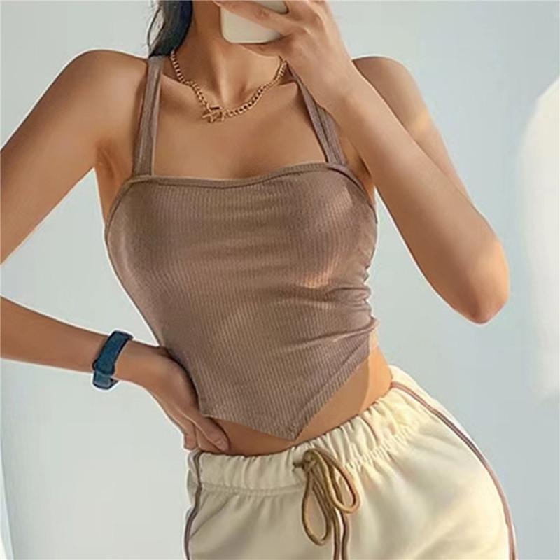 Dámské pletené topy Y2k Sexy Cross Halter Korzet Prsatější Košilka bez zad Halter Top Streetwear Tenké přední topy