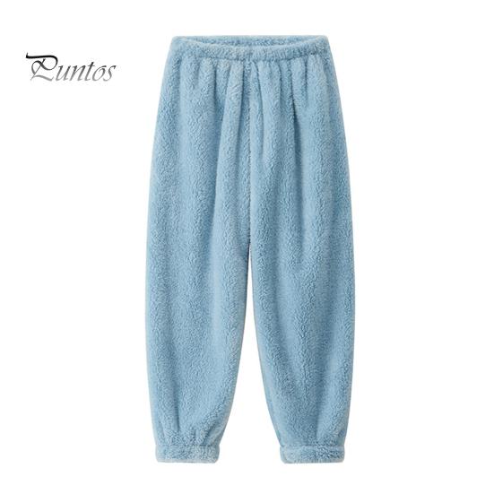 

Зимние пижамные штаны из плотного плюша с эластичной резинкой на талии, свободные, сохраняющие тепло, облегающие ноги, унисекс, домашняя одежда, брюки однотонные, для отдыха M светло-синий