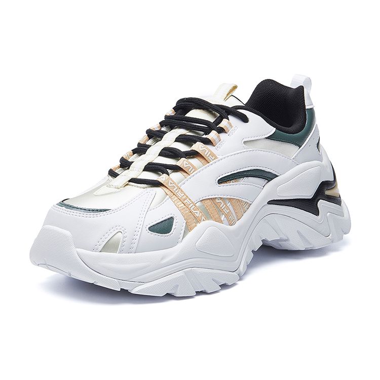 Fila Fisherman Sports Comfortable Low-Top Dad Shoes Women Sneaker White Black Orange F12W044115FDW