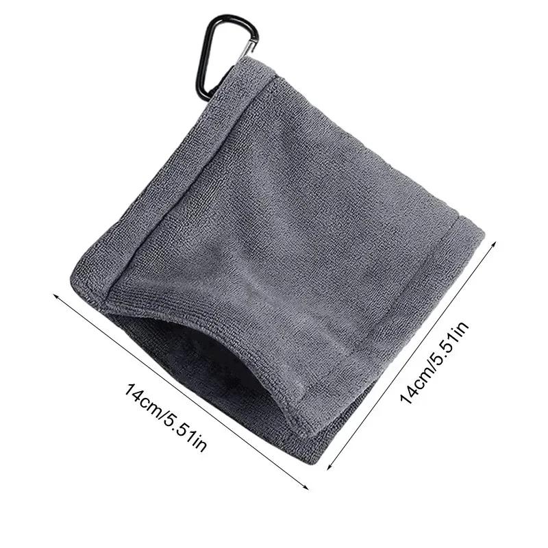 PGM Square Microfiber Golf Ball Cleaning Towel with Carabiner Hook Water Absorption Cleaner Club for Head Wipe Cloth Clean MJ002