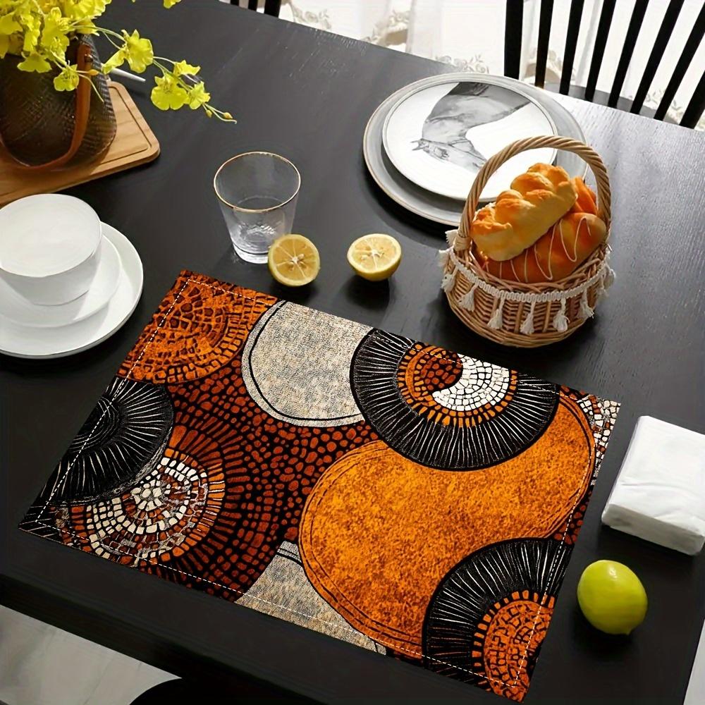 4pcs Linen Placemat Set, Abstract Geometric Art Collage Placemats, Suitable for Kitchen and Dining Room Decoration, Family Gathering Dinner Table
