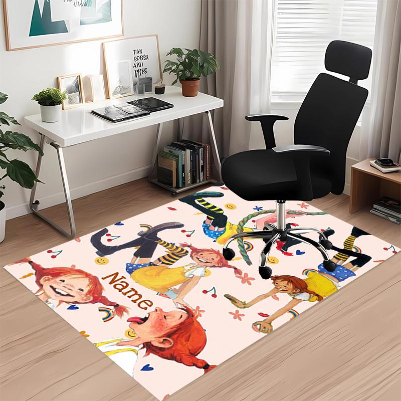Custom Name Pippi Printed Carpet Rug For Office Chair Living Room Bedroom Kitchen Room Decor Gifts