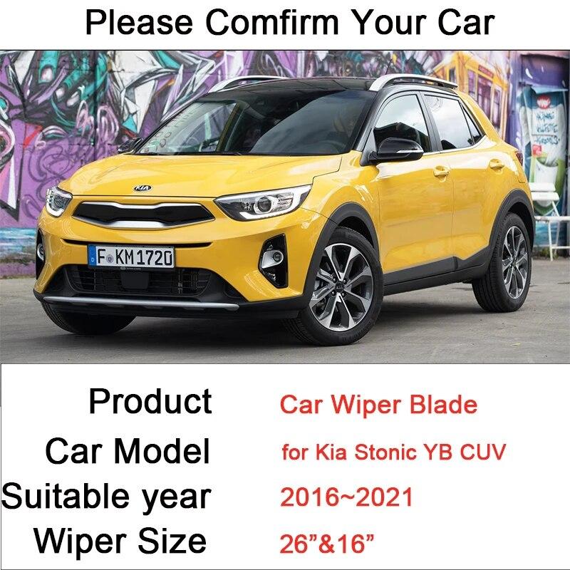 Car Wiper Blades for Kia Stonic YB CUV 2016 ~  Front Windshield Snow Scraping Frameless Silent Rubber Accessories Sticker