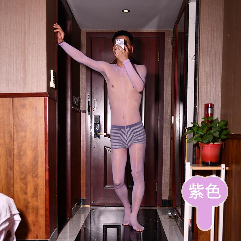 Qinghe 912-pin Horse Oil One-piece Stockings, Oily and Shiny All Over The Body, Ultra-thin, Sexy, Open Crotch Sex, Men's Seamless Jj Cover, Airplane