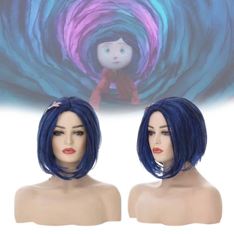 Stunning Deep Blue Cosplay Wig For Halloween Ghost Mom Caroline Style Perfect For Parties