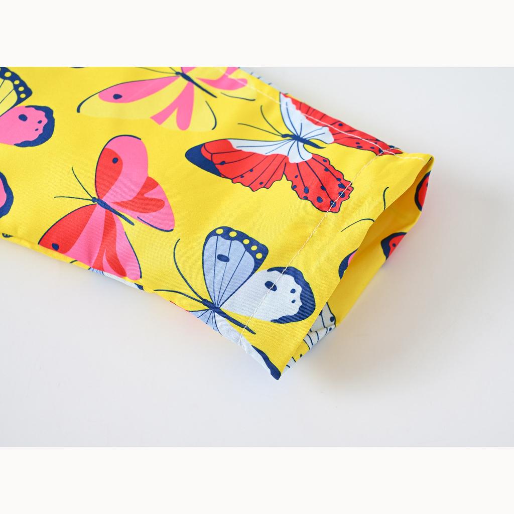 Fall Girls Butterfly Print Waist Jacket Girls Double Layer Hooded Zipper Shirt Fashion Windbreaker Jacket