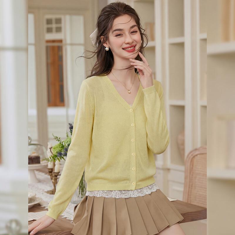 Women s French Style Soft V-Neck Knit Cardigan S