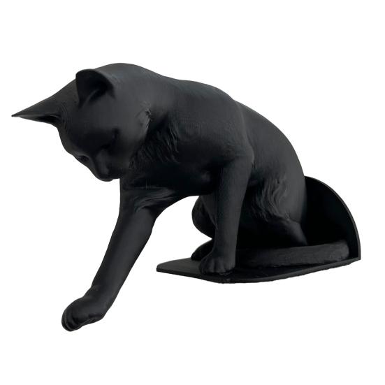 Cat Bookend Stand Matte Black Cat Paw Design Bookend Stable Non-Slip
