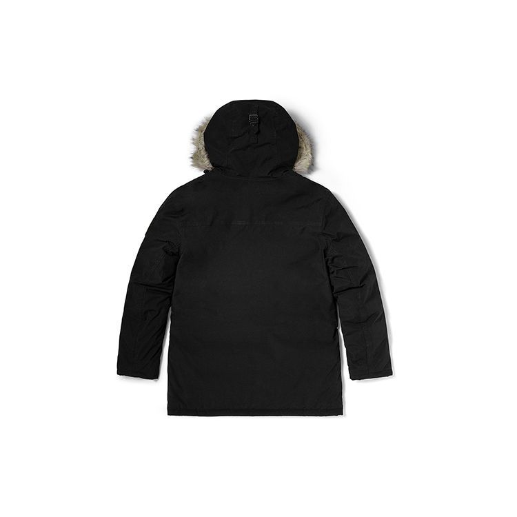 Timberland Mid-Length Warm Fur-Lined Hooded Cotton Jacket Men Outerwear Black A2ETY-001