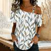 Women's Fashion Casual Print Sexy Off-the-shoulder Short Sleeve T-shirt Top
